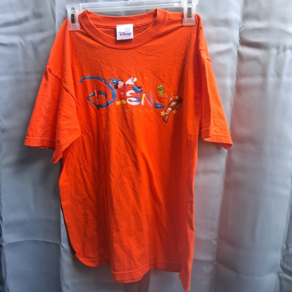 Disney‎ Store T-Shirt Mickey Mouse & Friends Graphic Tee Orange Large